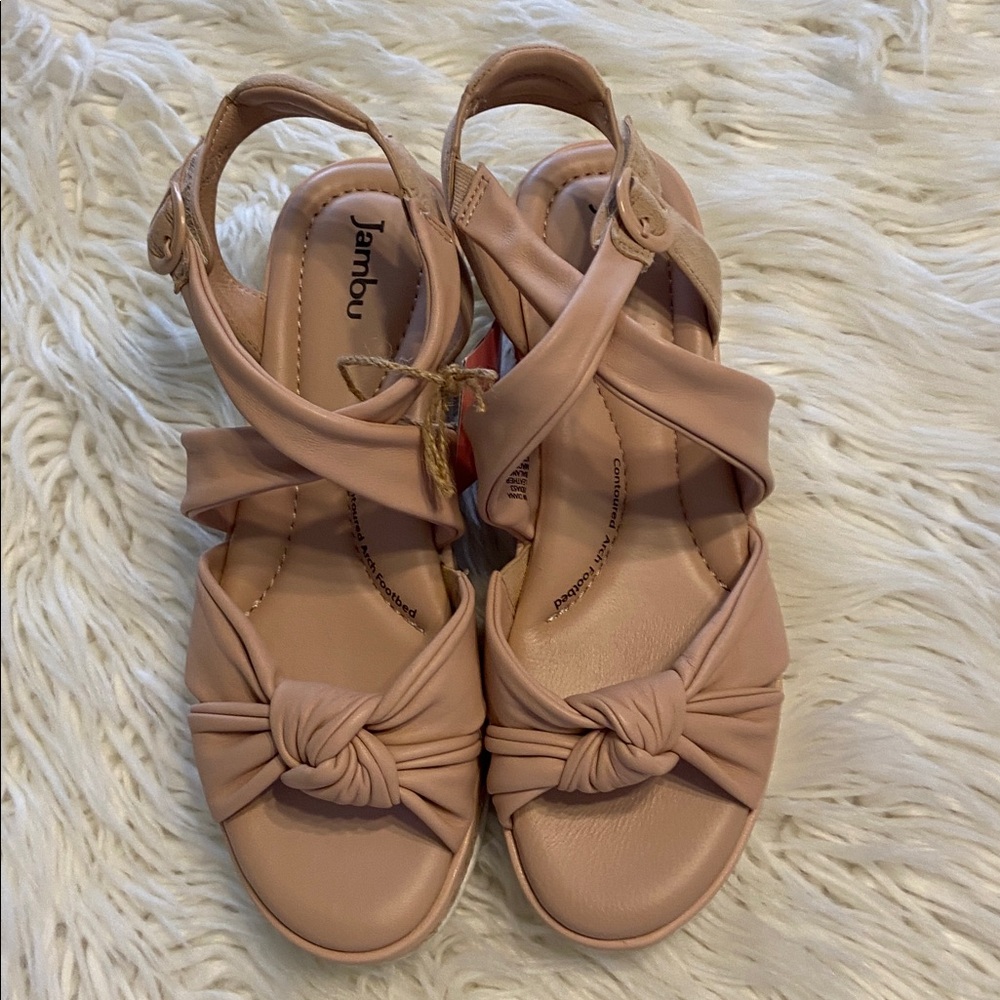 Jambu Women's Blush Wedge Sandals leather upper size 8M brand new - Picture 4 of 12